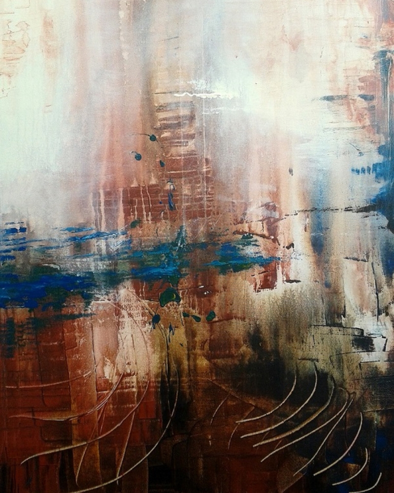 Türkis braun, abstrakte Malerei